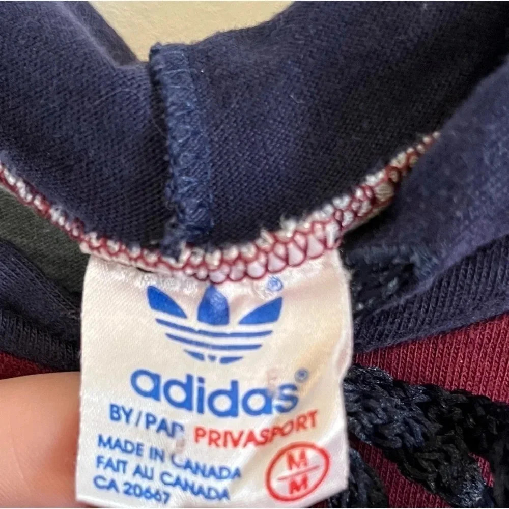 Rare Vintage Adidas Hoodie Shirt Made in Canada Size M - Picture 2 of 3
